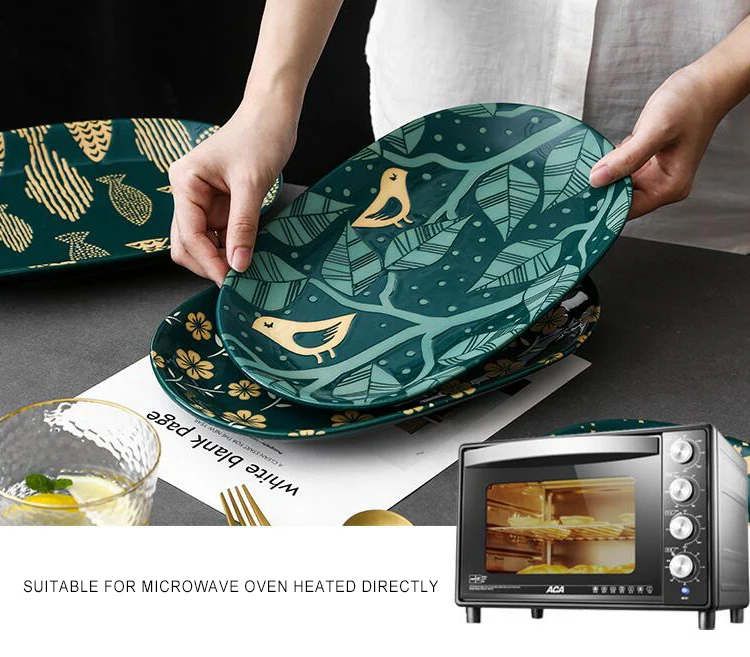 Under Glazed Square Dinner Plates Angled Salad Bowls Pizza Plate Ceramic Dinnerware Set Fish Plates for Restaurants