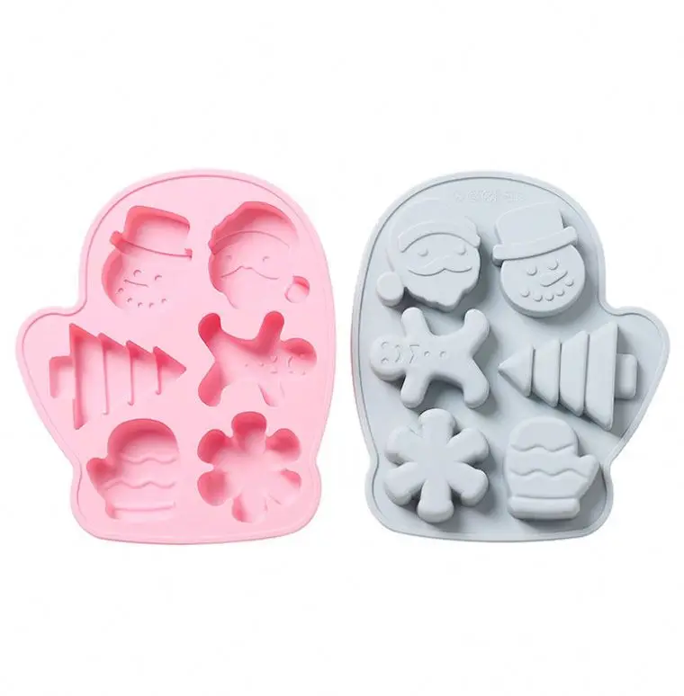 Factory Price  6 Cavity Different Shape 3D Christmas Baking Mold Bpa Free Large Silicone Chocolate Cake Mold