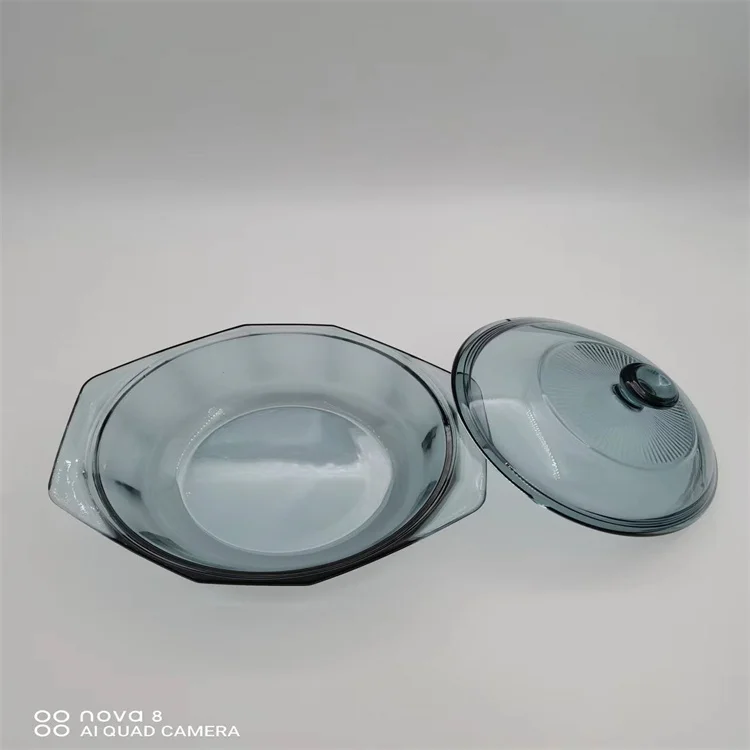 2022 New arrival bright gray borosilicate glass soup pot, can go into the oven, microwave and dishwasher