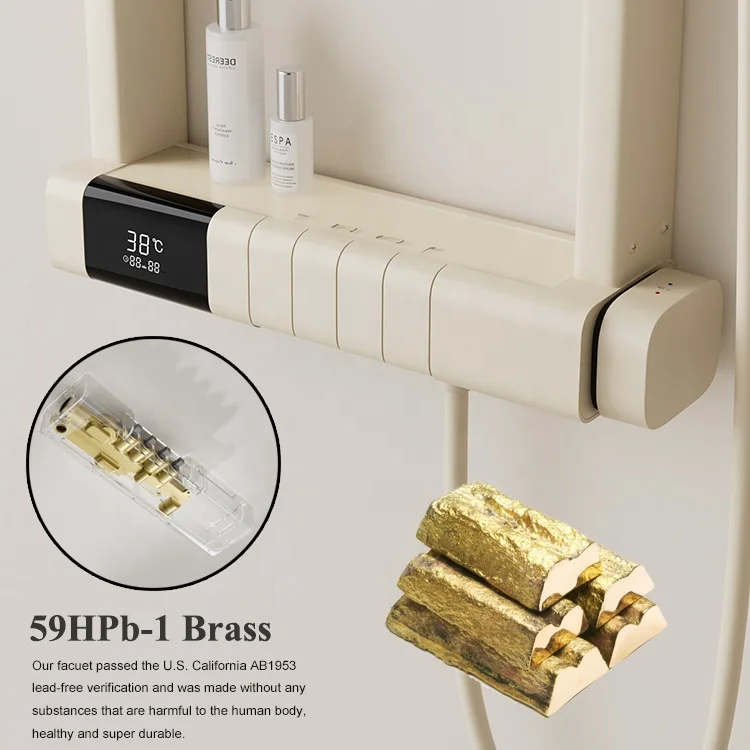 High Quality LED Multifunctional Shower Panel Column Smart Wall Mounted Shower Set Waterfall Thermostatic Bathroom Shower Set