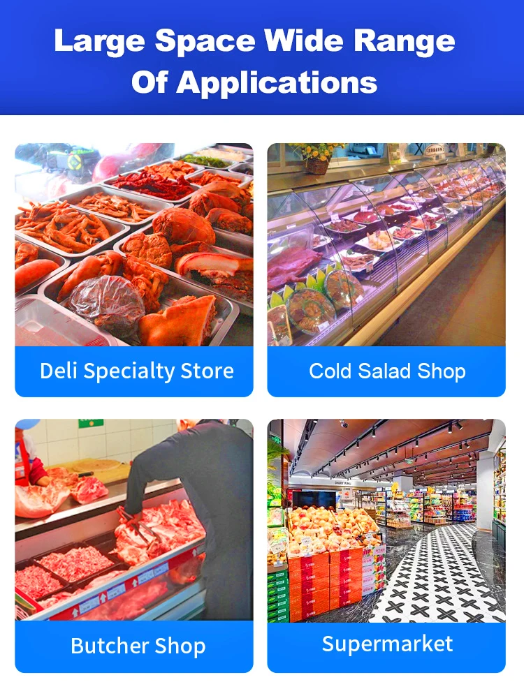 front door air-cooling Deli Dishes Cooked Food Display show case for food store