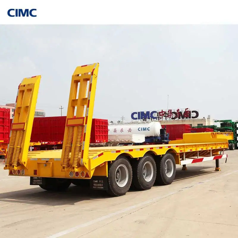  Полуприцеп низкорамный CIMC 20/40 футов полуприцеп с гусиной шеей 100 тонн 2/3/4 осей Грузовые прицепы