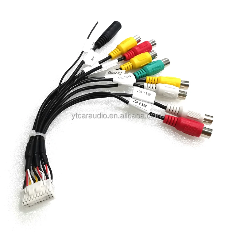 Car Stereo Receiver Radio RCA Output Wire Aux-in MIC Adapter Cable Car Line Out Adapter Subwoofer Microphone Adapter Cable