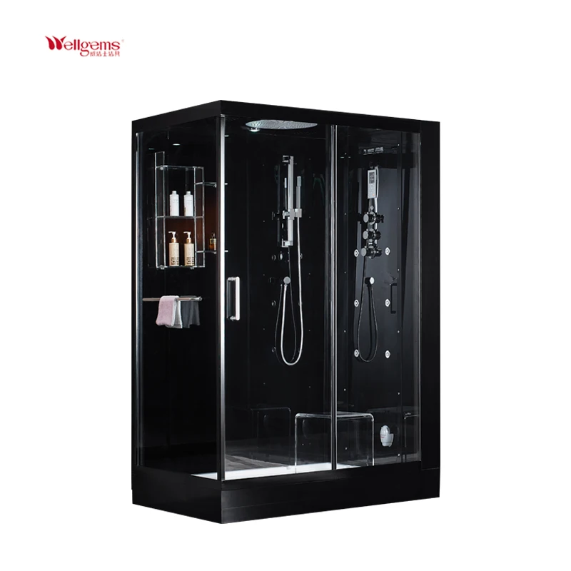 Black Modern 2 Persons Steam Sauna Room Massage Bath Shower Steam Room Cabin Combination Wet Steam Bath Room For Home Hotel