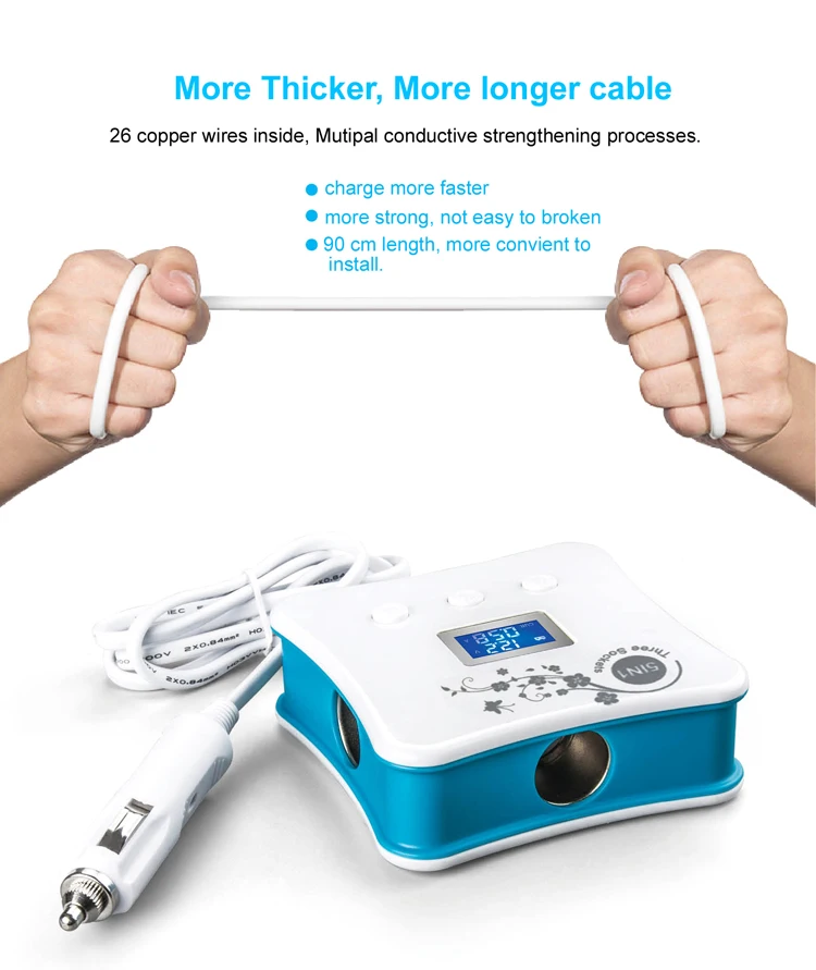 Wholesale 3 in 1 Sockets Car Cigar Cigarette Lighter Charger 12V With 4 Dual USB Ports Car Charger