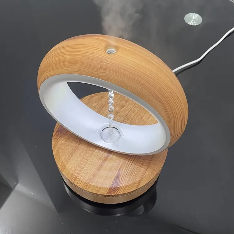Customize brand Desktop electric smart wood anti-gravity humidifiers table lamp water drop backflow humidifiers for Home Office