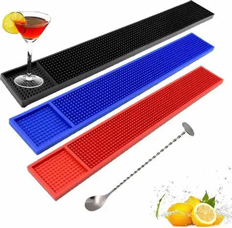 Restaurant Kitchen Counter Rubber Bar Mats, Anti-Skid Heat Resistant Barber Station Mat for Hair Salon