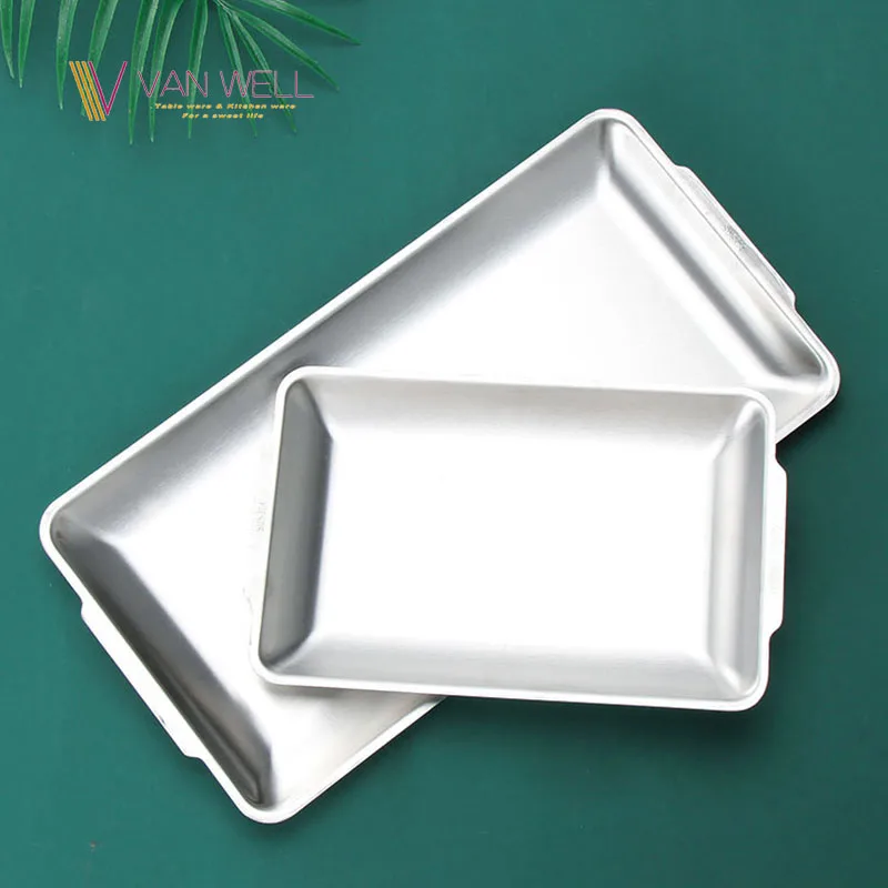 Wholesale Stainless Steel 304 Food Serving Trays Metal Serving Tray Breakfast Sushi Trays for Hotel