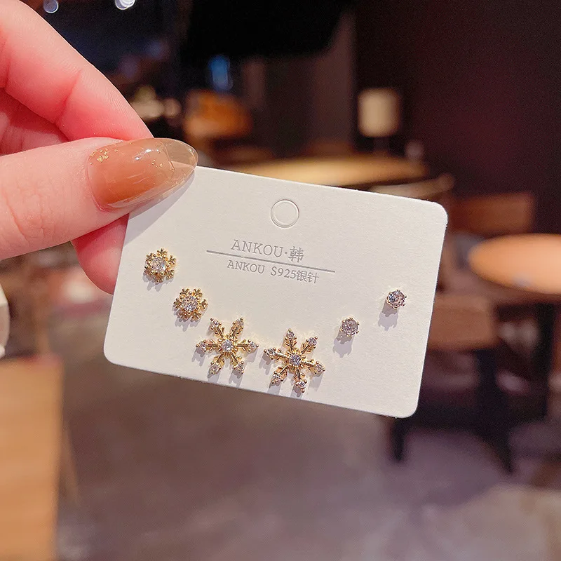 New Style Silver Needle Stud Earrings Set For  Girls Simple Cute Exquisite Mini Earrings Jewelry Gift Wholesale Direct Sales