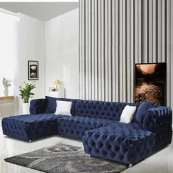 Elegant Sitting Room Recliners Furniture Set Combinable Couch Design U Shape Corner Velvet Living Room Sofa Provide catalog