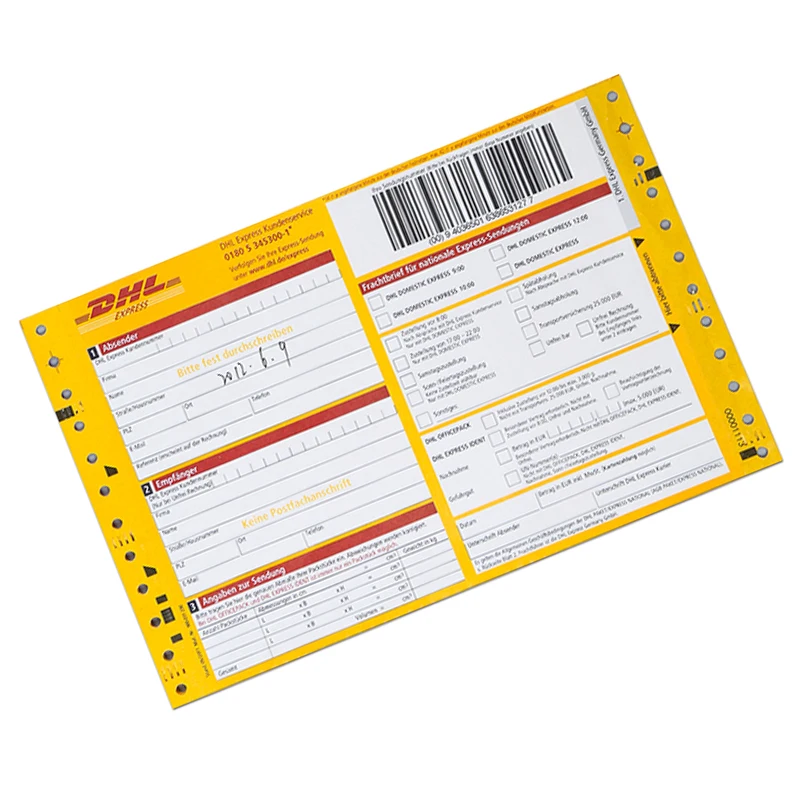 Dhl Высококачественная курьерская накладная с штрих-кодом и цифровым номером