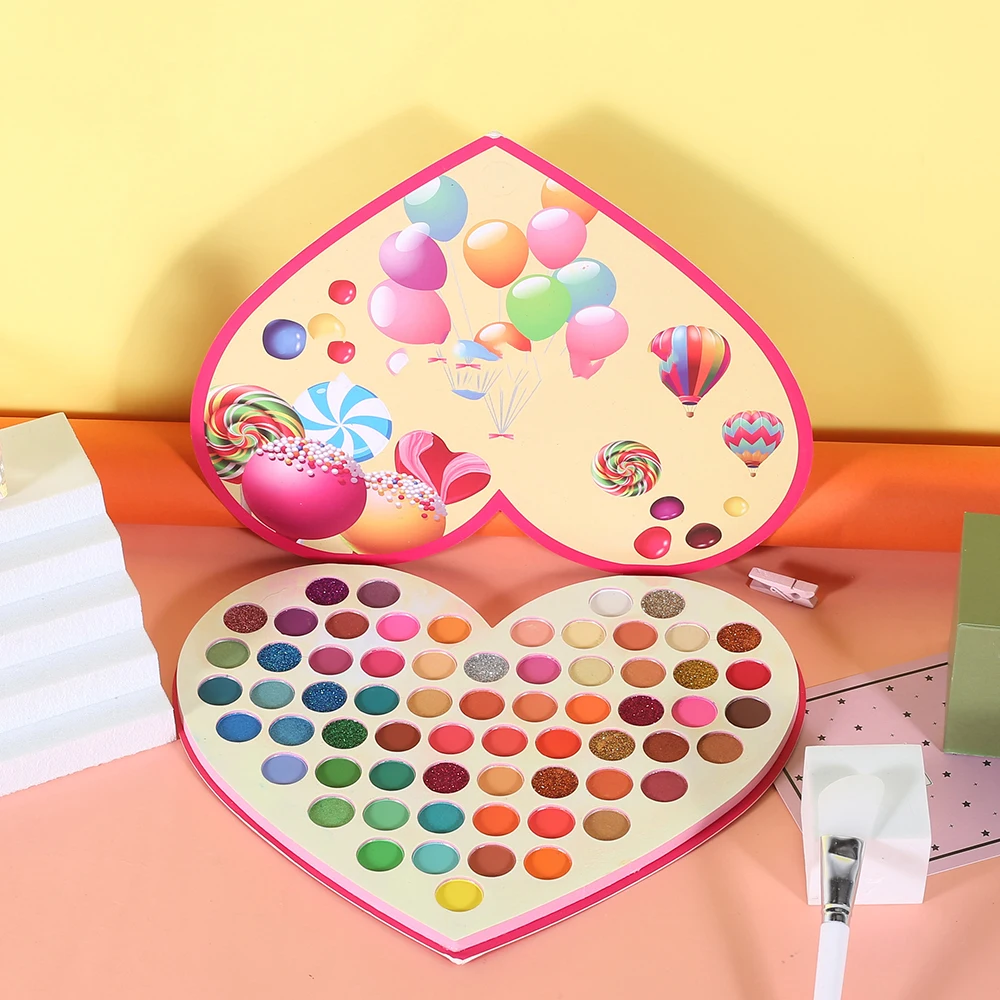 Customized private label high pigmented love heart long lasting nude eyeshadow palette private label kids vegan makeup palletes
