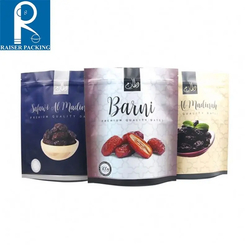 Custom logo reusable 300g Plastic self press seal zipper plastic stand up jujube dry fruit bags