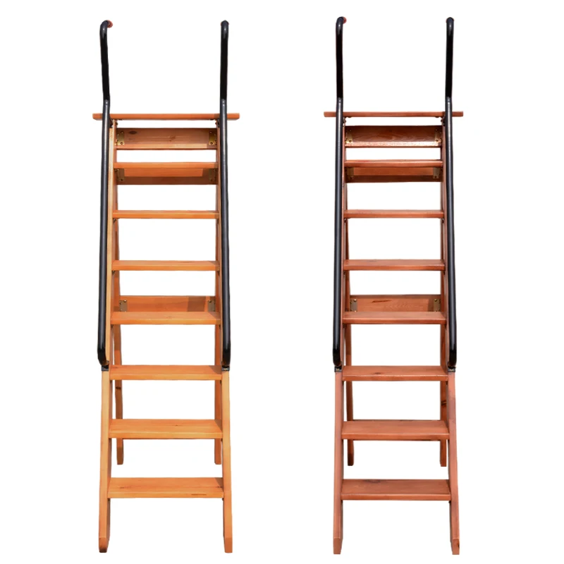 One side miter ladder with armrest pine solid wood