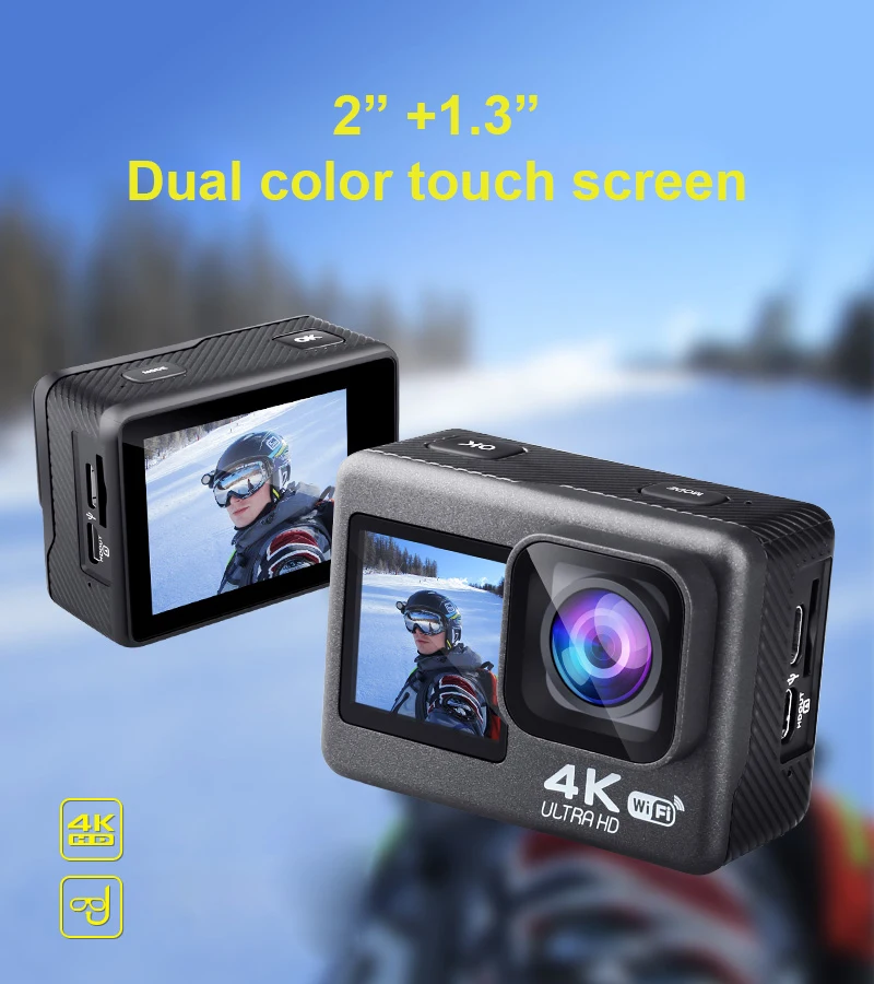 Go pro Type 4K 3840*2160 60FPS Touch screen sports action camera with WiFi EIS 100ft waterproof & helmet accessories kit