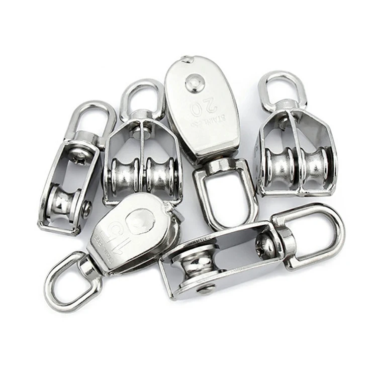 Multifunctional 304 316 stainless steel pulley rotate wire rope single pulley for lifting heavy equipment