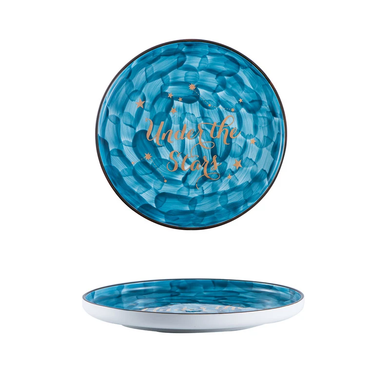 Керамические обеденные тарелки в скандинавском стиле с изображением звездного неба