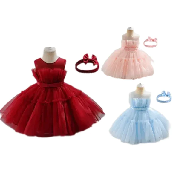 kids clothes wholesale kids dresses for girls sleeveless gauze fabric party dress for girl