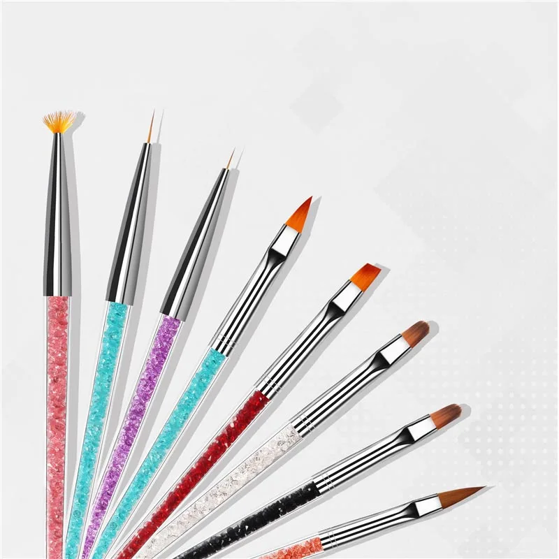 Hot Selling Color Rhinestone Brush New Nail Art Crystal Brush Flower Scalloped Nail Thread Sculpting Light Therapy Light Pen