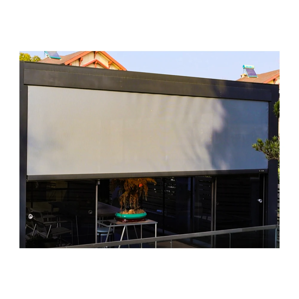 Pergola Motorized Vertical Fabric Curtains Outdoor Garden Shade Shutter Roller Zip Screen Blinds