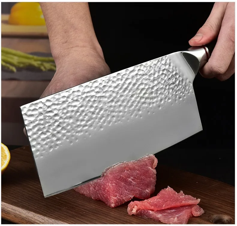Stainless Steel Forged Hammer Pattern Chopping Knives Durable and Eco-Friendly Kitchen Household Knives for Kitchen Cutting