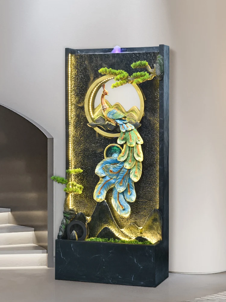 Peacock Fountain Furnishings Indoor Porch Screen Living Room Hotel Company Decoration Housewarming Opening Gift Water Fountain