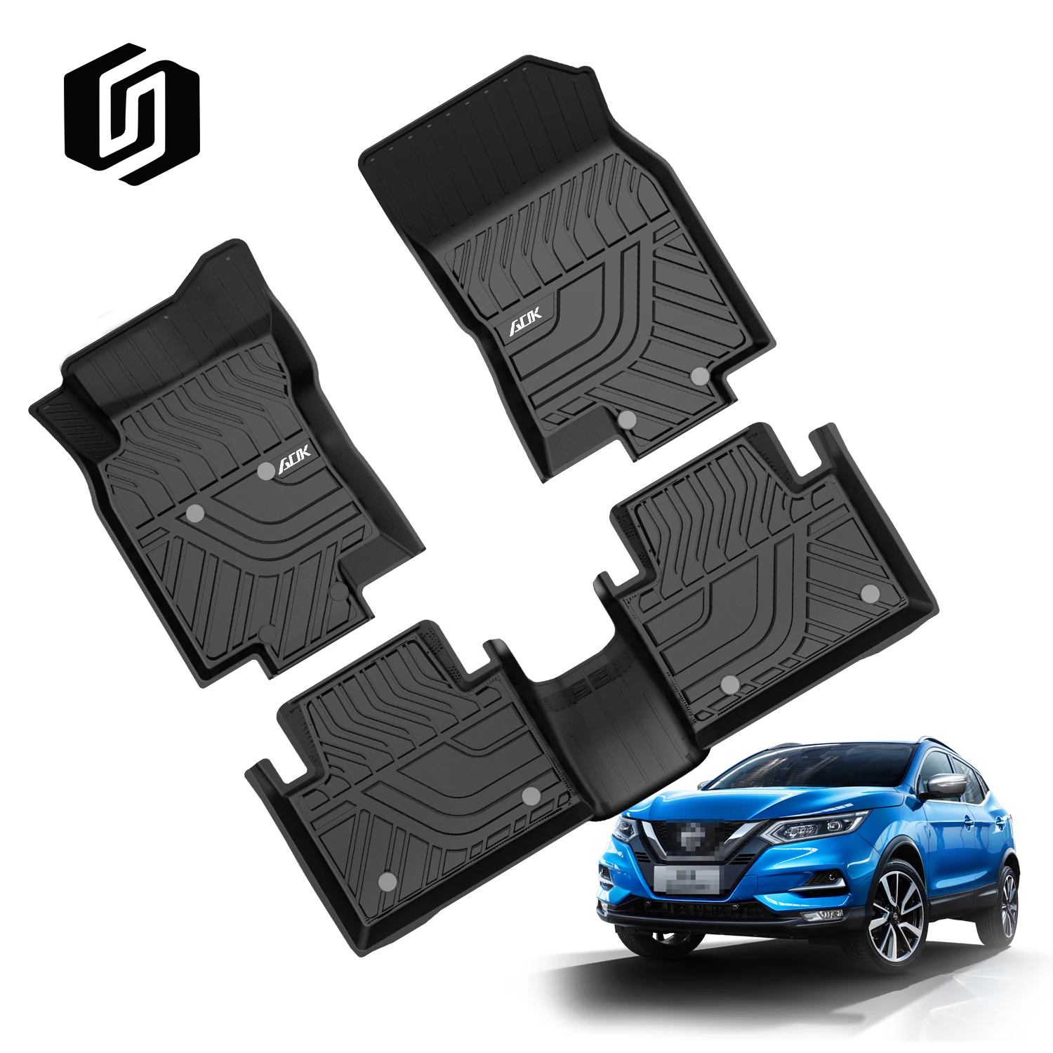 Low Price Vehicle Universal Three Pieces Anti-Slip 3d TPE Car Floor Mat For Nissan Qashqai