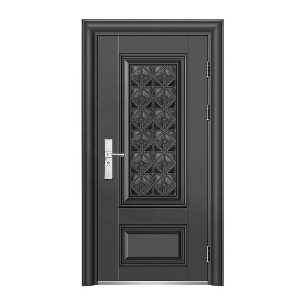 Limited Time Discount Cold Rolled Zinc Alloy GI Front Entry Doors High-end Color Steel Doors With Double Movable Handle