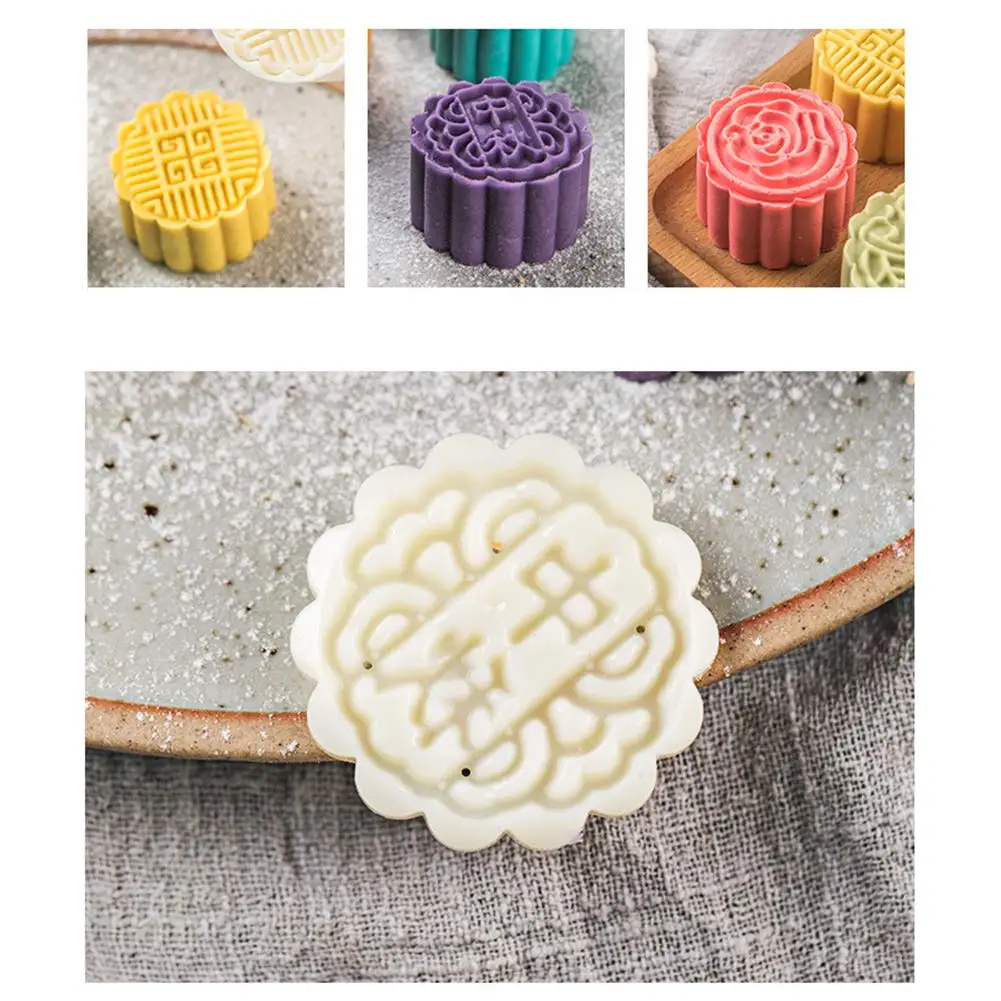  Moon Cake Mold Mid Autumn Festival DIY Hand Press Pastry Tool Maker Flower Mode Patterns Custom Cookie Embosser Cutter