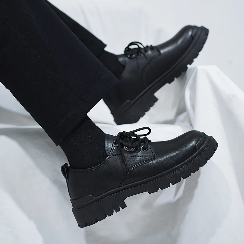 High Quality Adult Hard Sole Lightweight Leather Round Head Design Shoes Black Casual Dress Loafers Shoes Business Men Leather S