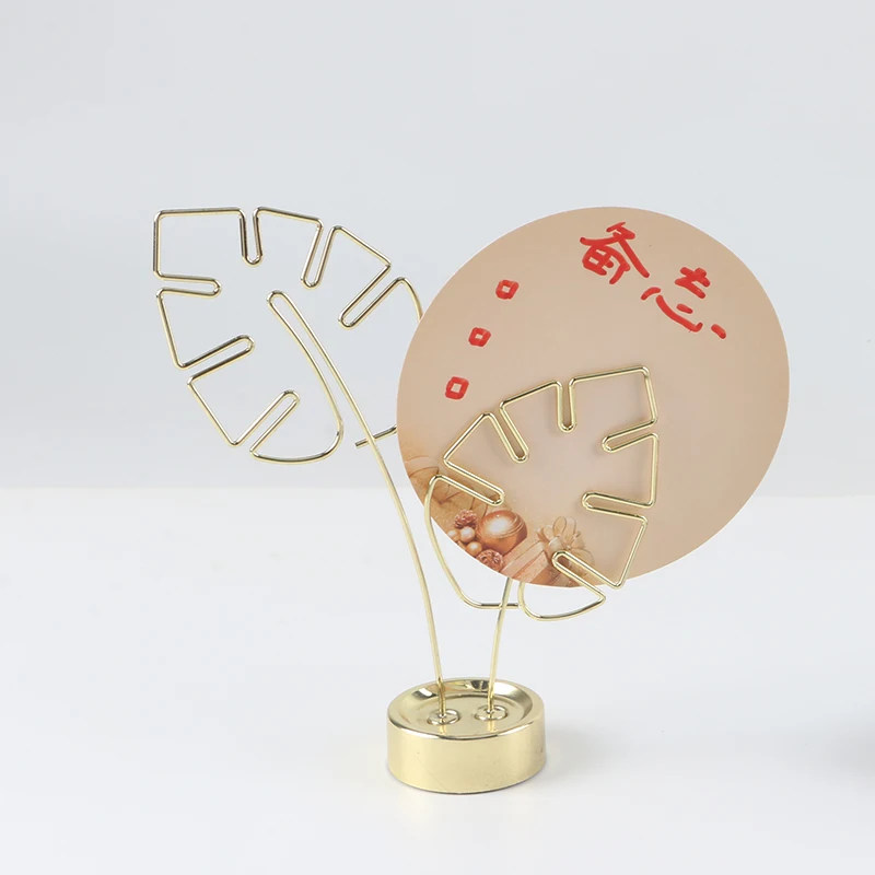 YS0809 Popular Metal Monstera Top Quality Place Label name Stand Card Holder Note Photo Memo Clips