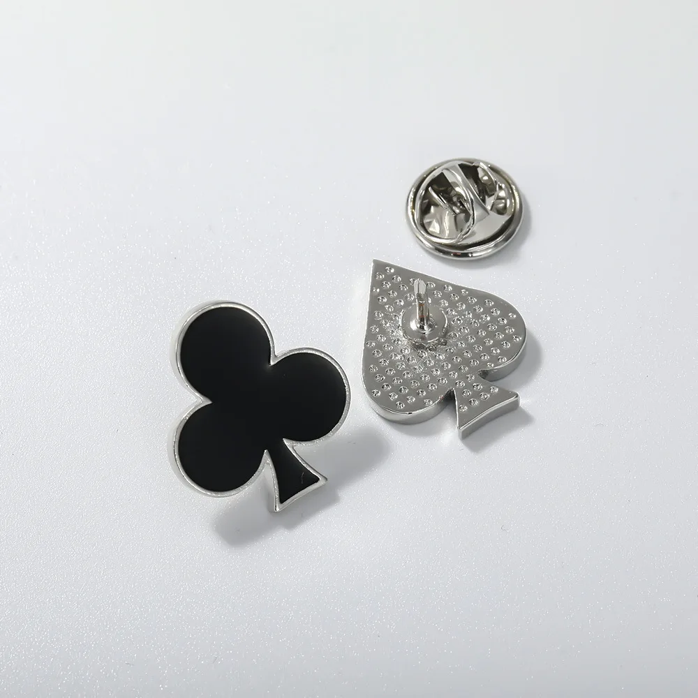 Poker card brooches small badge JQK enamel pins spade block lapel pin square spike buckle pin wholesale fashion accessories