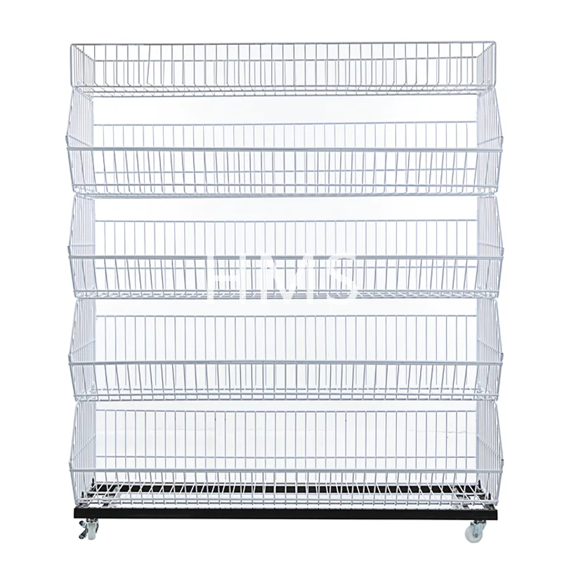 Stacking Baskets Basket Hot Sale Metal Wire Potato Chips Display Rack For Supermarket Promotion