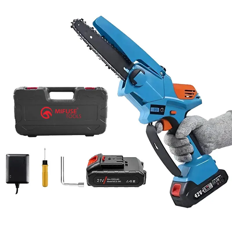 6inch Portable Handheld  Working Light Lithium Chain saw Battery Cordless  powerful  Mini Electric Chainsaw