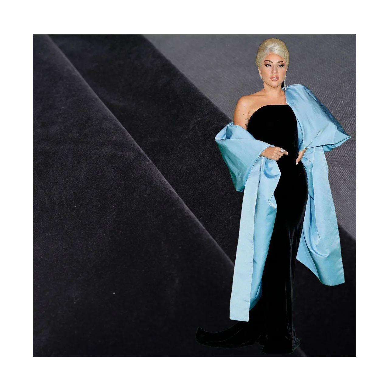 Бархатная ткань, черная винтажная гладкая плотная трикотажная черная бархатная ткань для платья, мягкая бархатная ткань