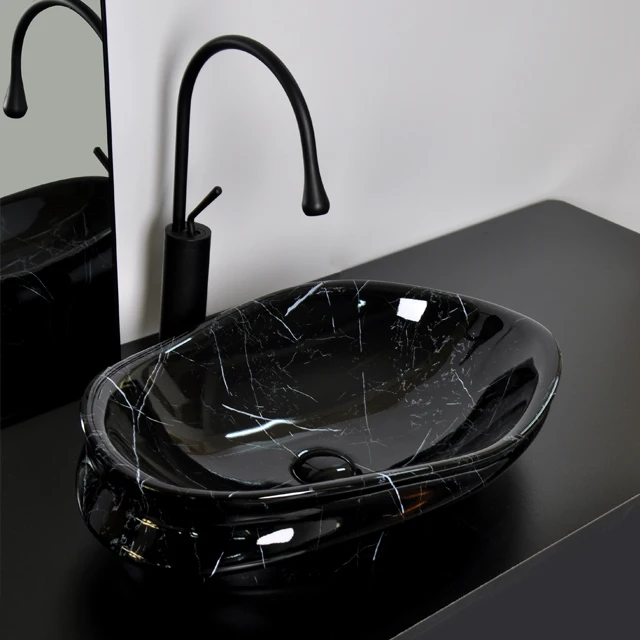 Chaozhou New Coming Ceramic Sanitary Wares Art Wash Basin Marble Fashion Design Bathroom Sink