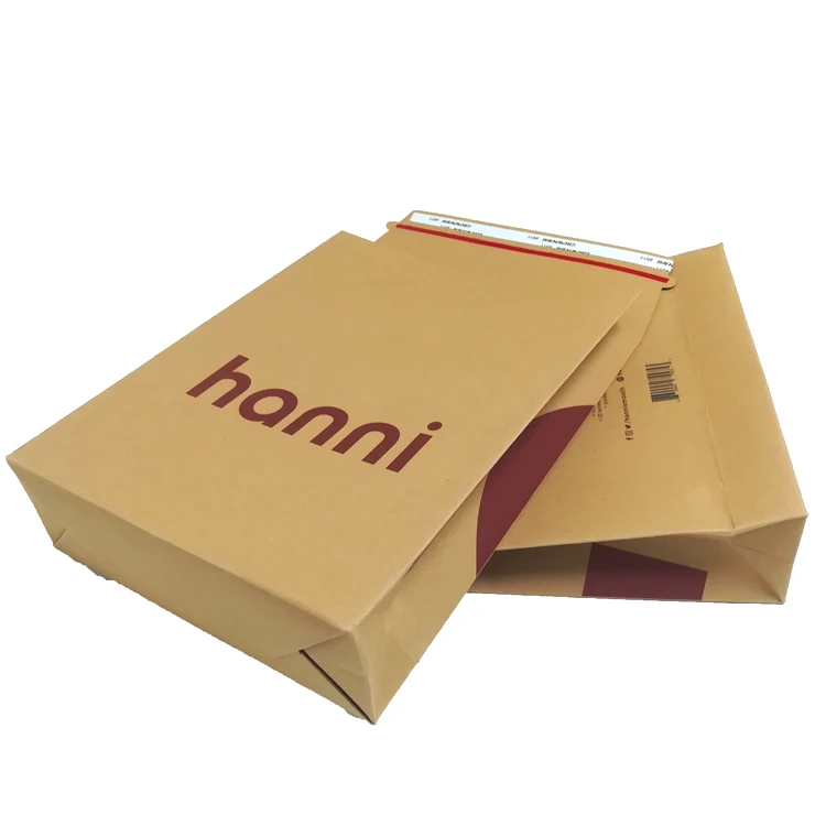 Custom printed cardboard envelope flat expandable packaging mailers brown kraft paper envelope mailing bag
