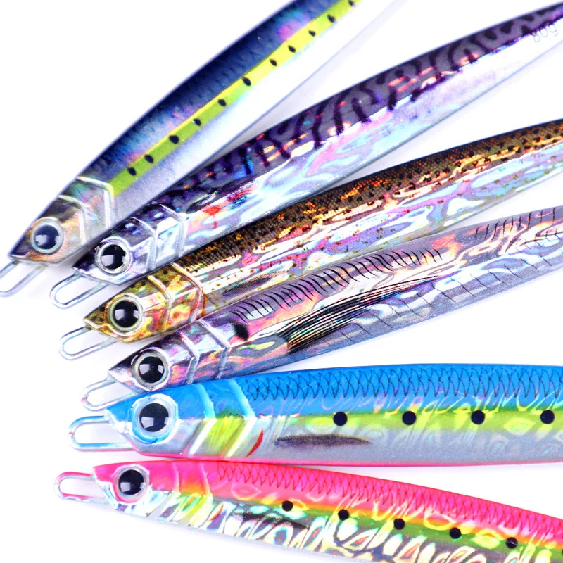 New 40g 60g 80g 100g 120g 150g 200g Vertical Sinking Metal jigs 3D Coating Needle Jigging