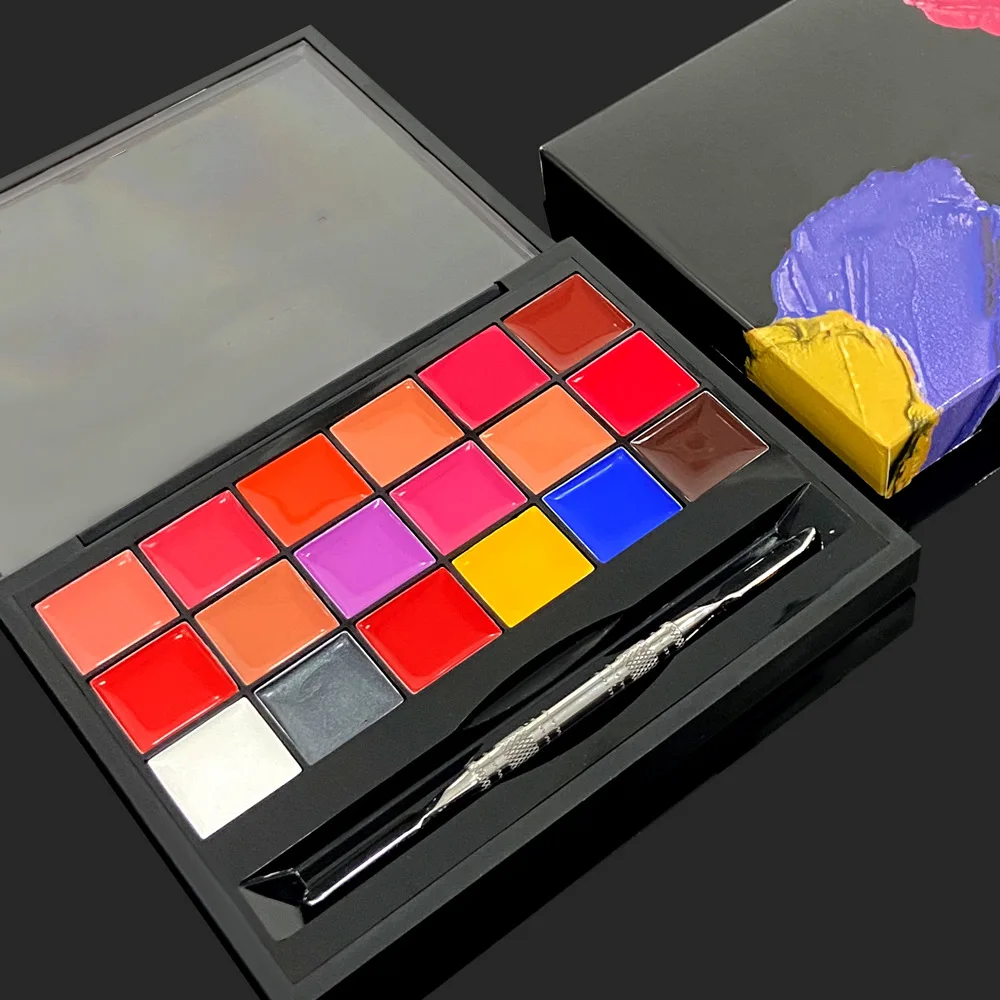Custom Logo Makeup Cosmetics Lip Gloss Lipstick Palette 18 Colors Matte Lip Cream Palette