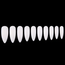 DongGuan 10 size Natural Transparent white 600 pieces almond nail tip with box Full Cover Fingernail ABS Artificial nails