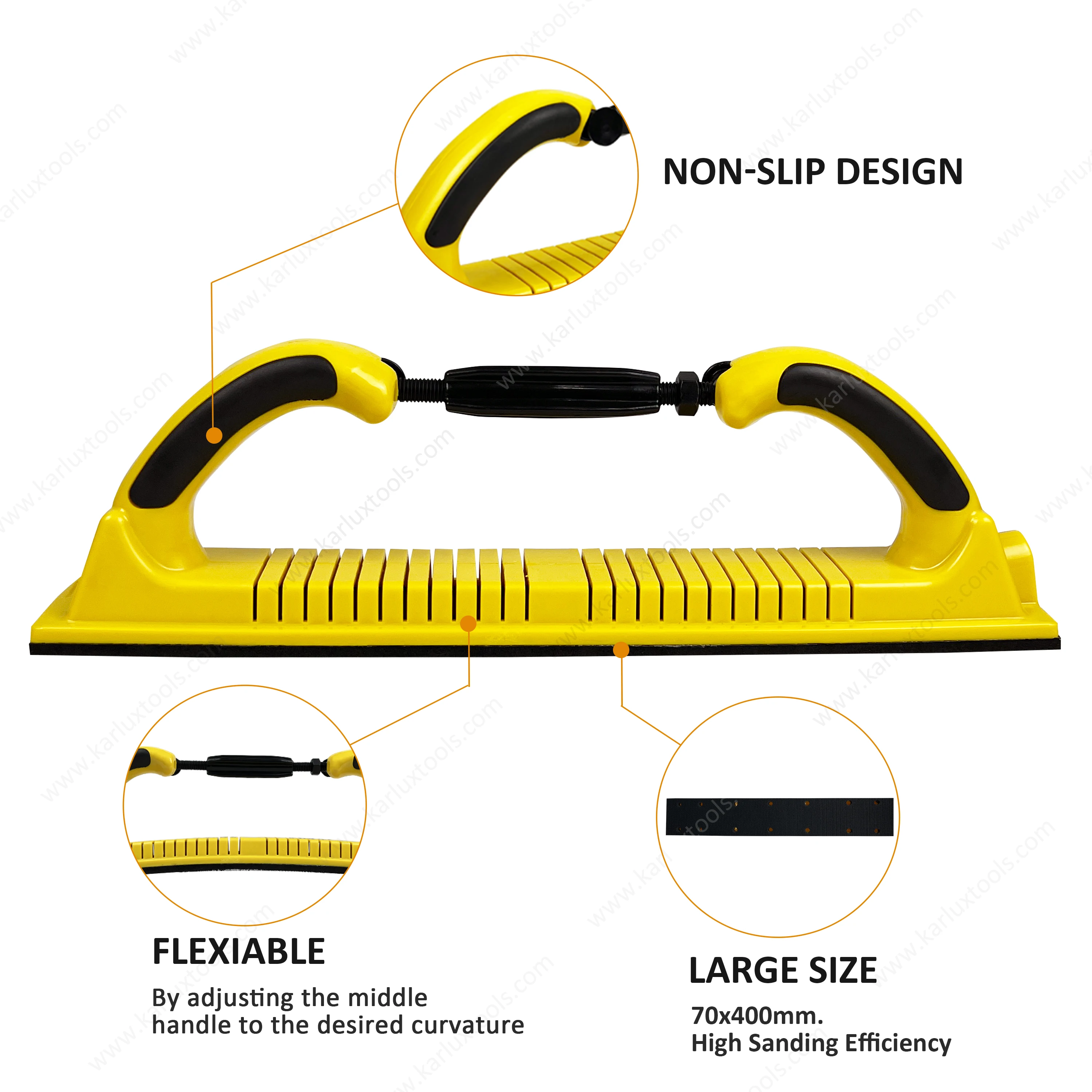 70*400mm Non Vacuum Adjustable Radius Flex Longboard Hand Sanding File Block for Wall Metal Wood Drywall Auto Body