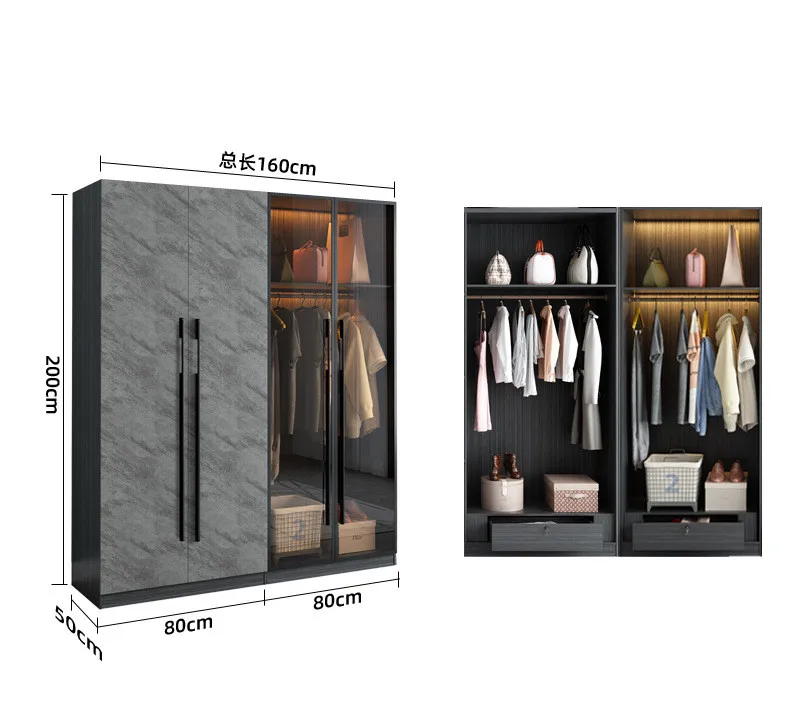 Customized Size Wardrobes Melamine Finished Plywood Closet Design
