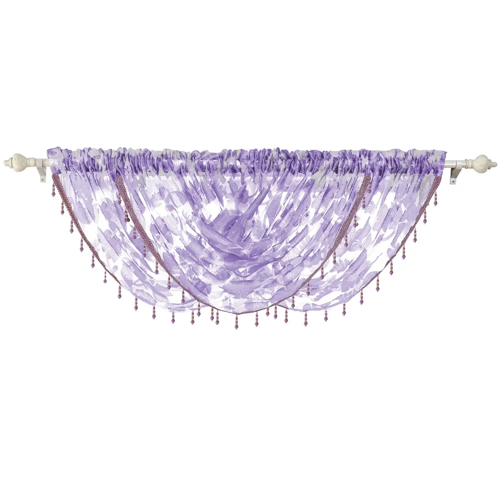 Waterfall Valance for Curtains Drapes Rod Pocket Beaded Curtain Valence Window Curtain Swag Valance 57x37 inches