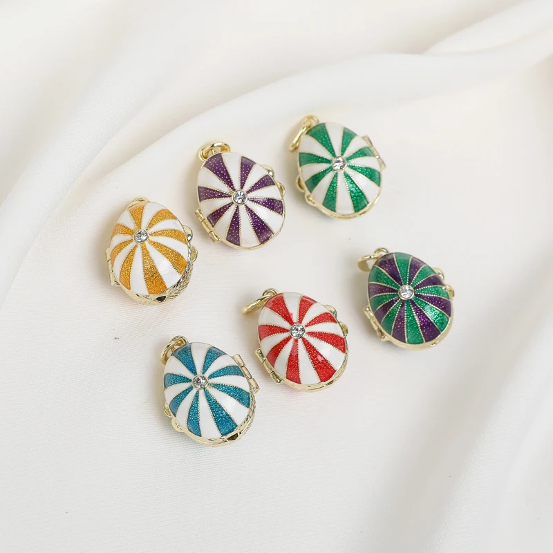 SHINNYGIFTS Hand Painted Pewter Enamel Farberge Egg Pendant Jewelry Cooper Materials EU Fashion Style Birthday Gifts