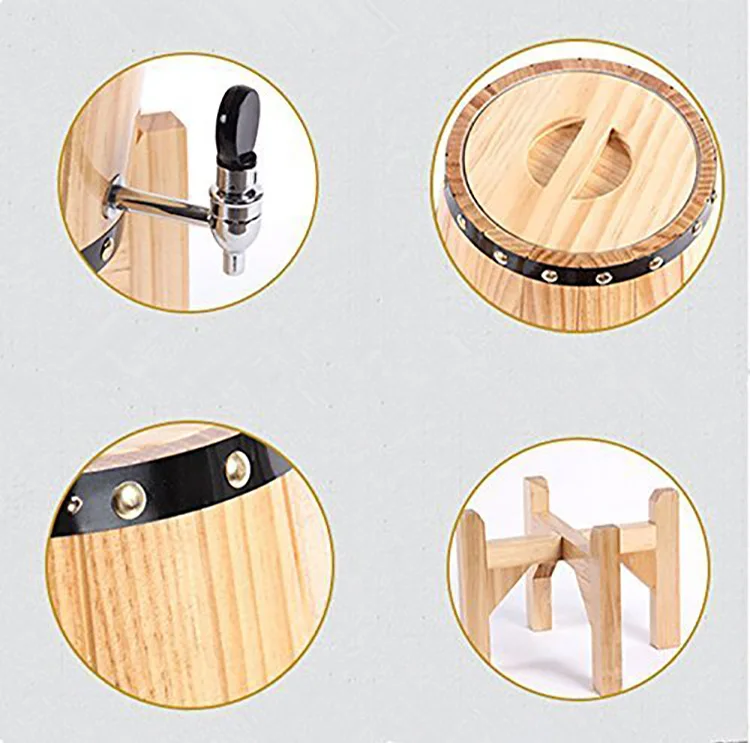 High Quality Wooden Barrel Wine Bucket Wine Barrel Large Natural