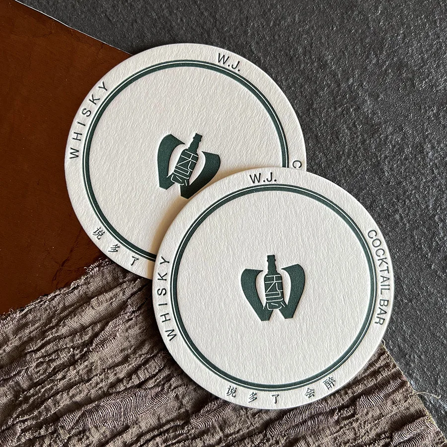 The convex process water absorbing coaster can be customized with a logo