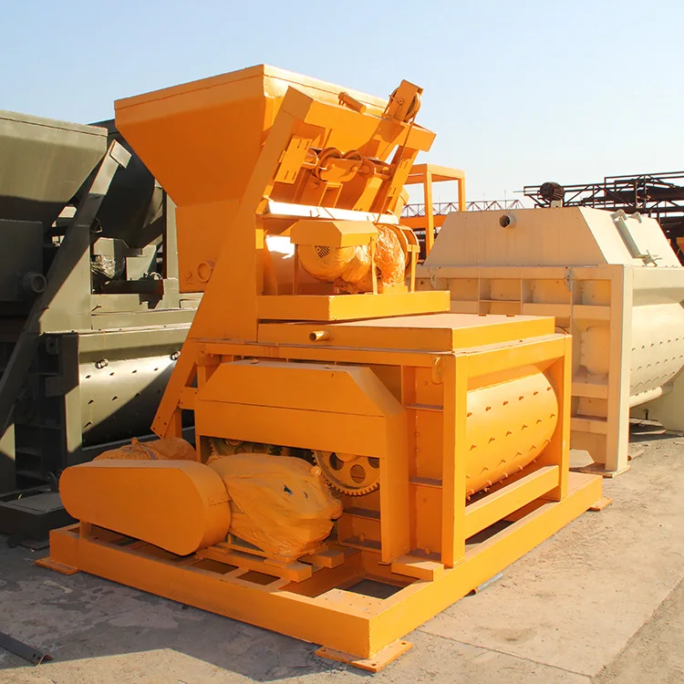 Twin shafts Froced cement mixer concrete with belt transmission concrete mixer with cement hopper