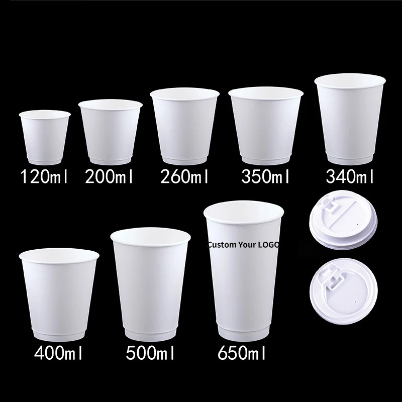 Custom logo printed disposable recycle 6oz 8oz 9oz 10oz 14 oz 16oz single double ripple wall hot coffee paper cups