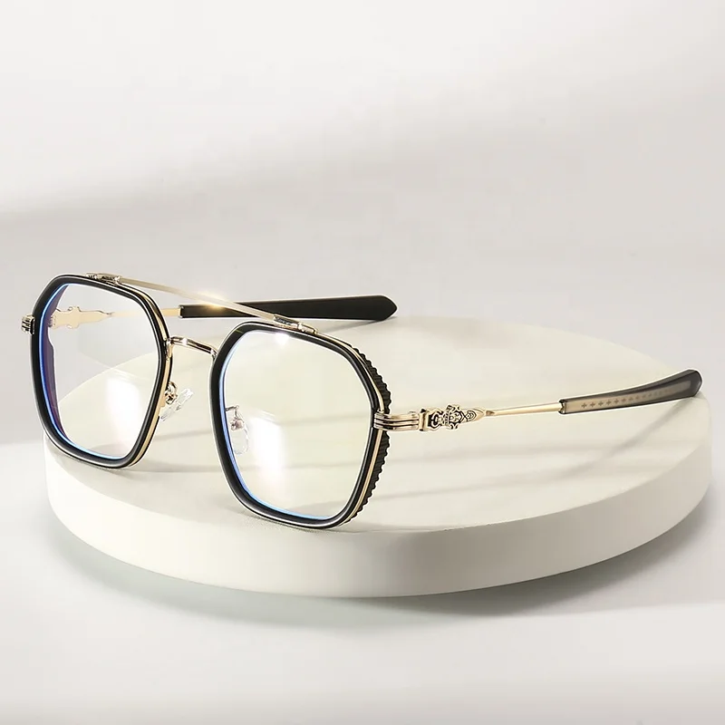 2022 New Stocks polygonal Women Wholesale Men Anti Blue Light Optical Frame Glasses Spectacle Eyeglasses Eyewear Frames 9734C