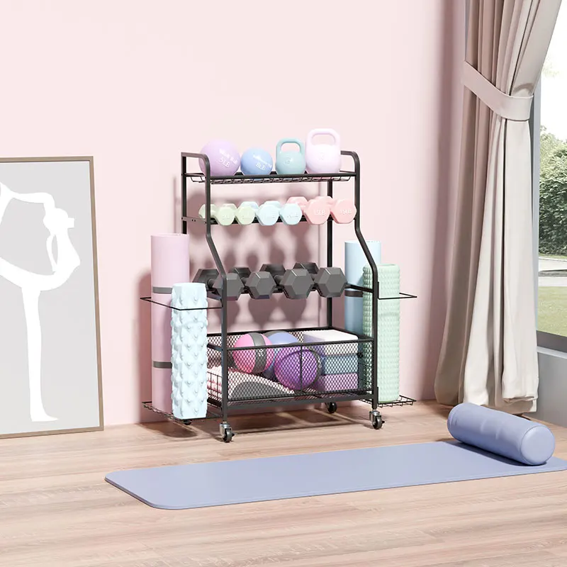 Home Fitness Equipment Storage Rack Removable Yoga Mat Storage Cart Gym Equipment Yoga Accessories Workout Gear Storage